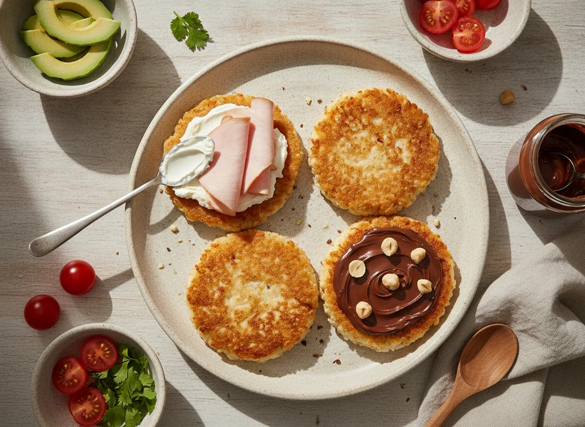 Tortitas de arroz con diversos acompañamientos photo