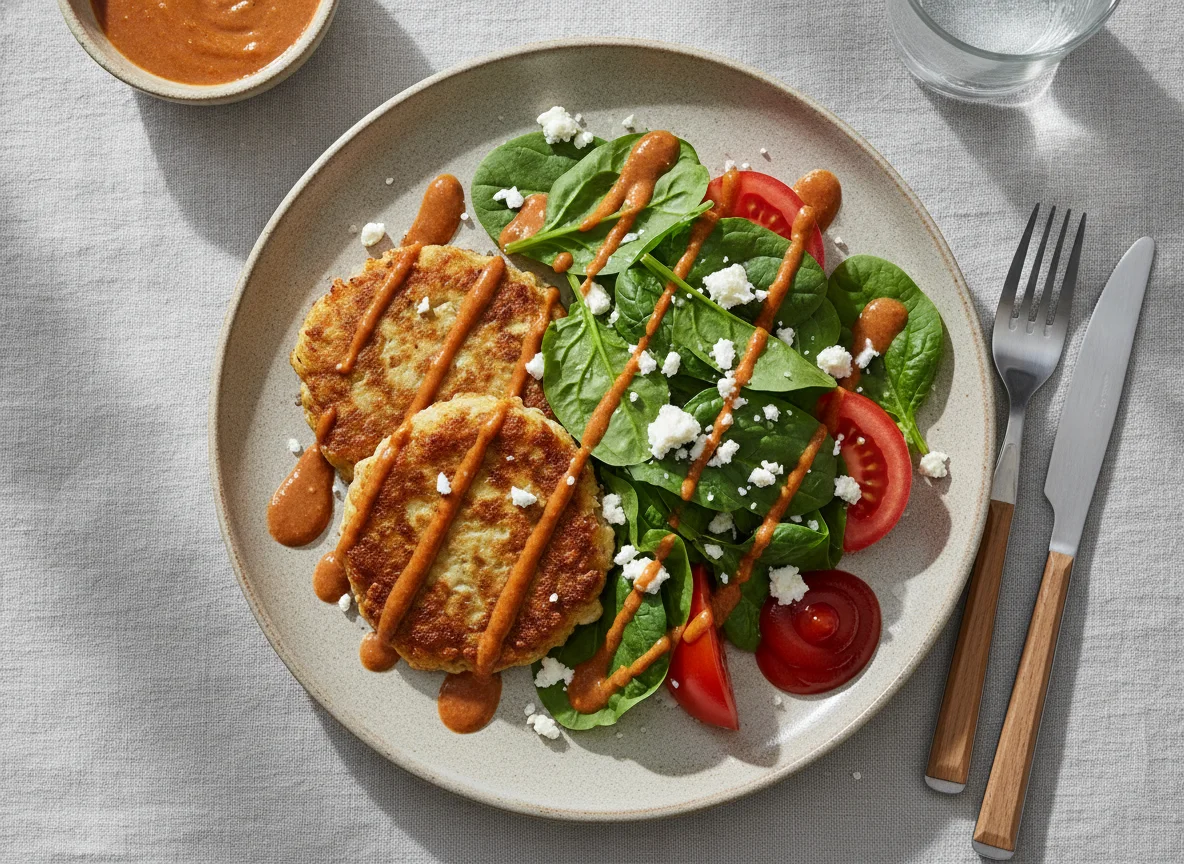 Tortitas de avena con ensalada photo