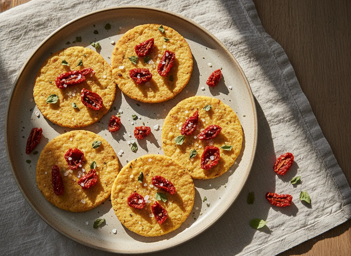 Tortitas de maíz con tomate y albahaca photo