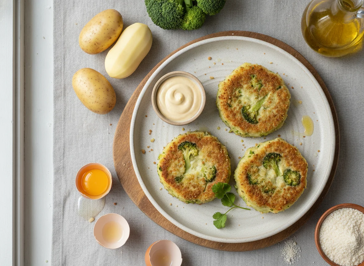 Tortitas de papa con brócoli photo
