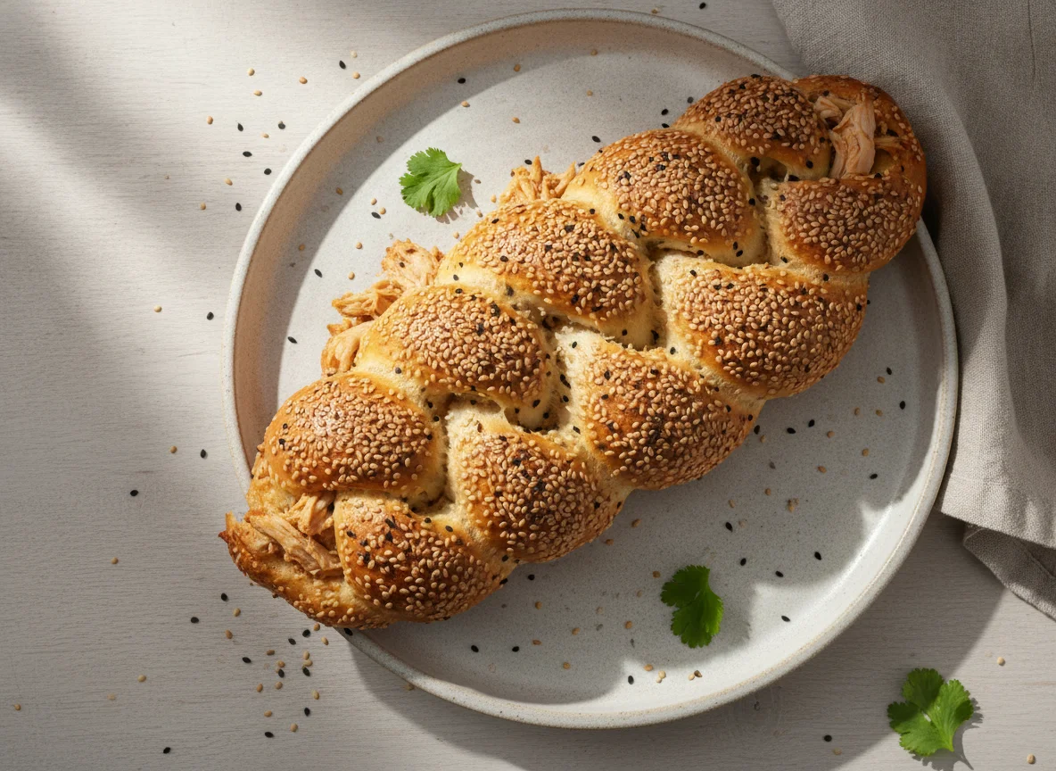 Trenza de pollo con semillas de sésamo photo
