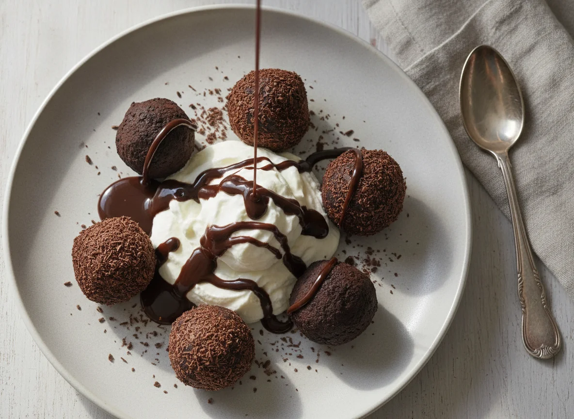 Trufas de chocolate con nata montada photo