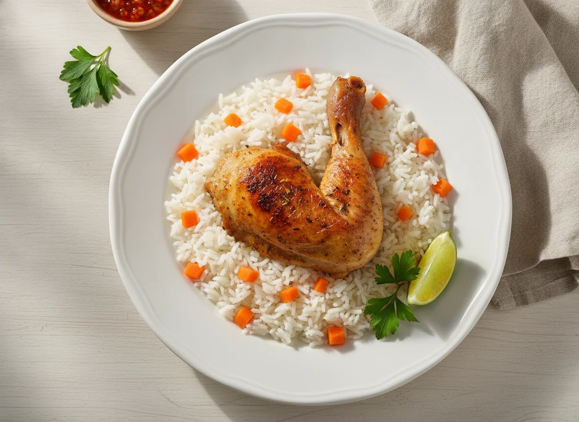 Trutro de pollo con arroz photo