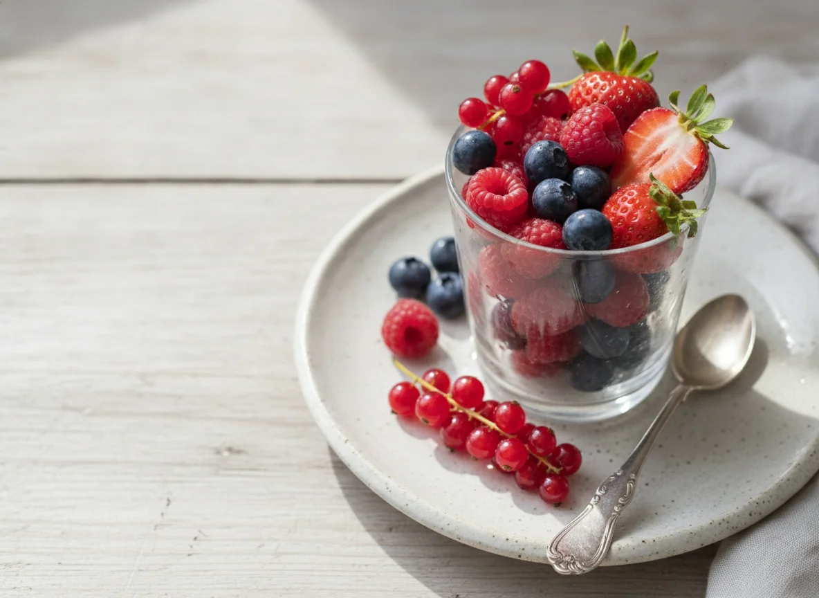 Vaso de frutos rojos variados photo