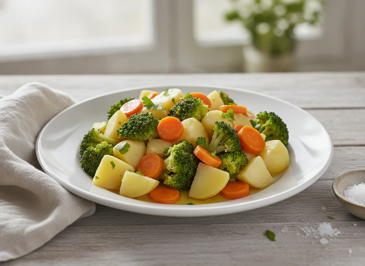 Verduras al vapor con patatas photo