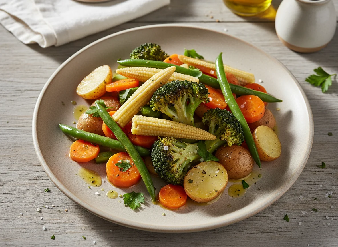 Verduras al vapor o asadas photo