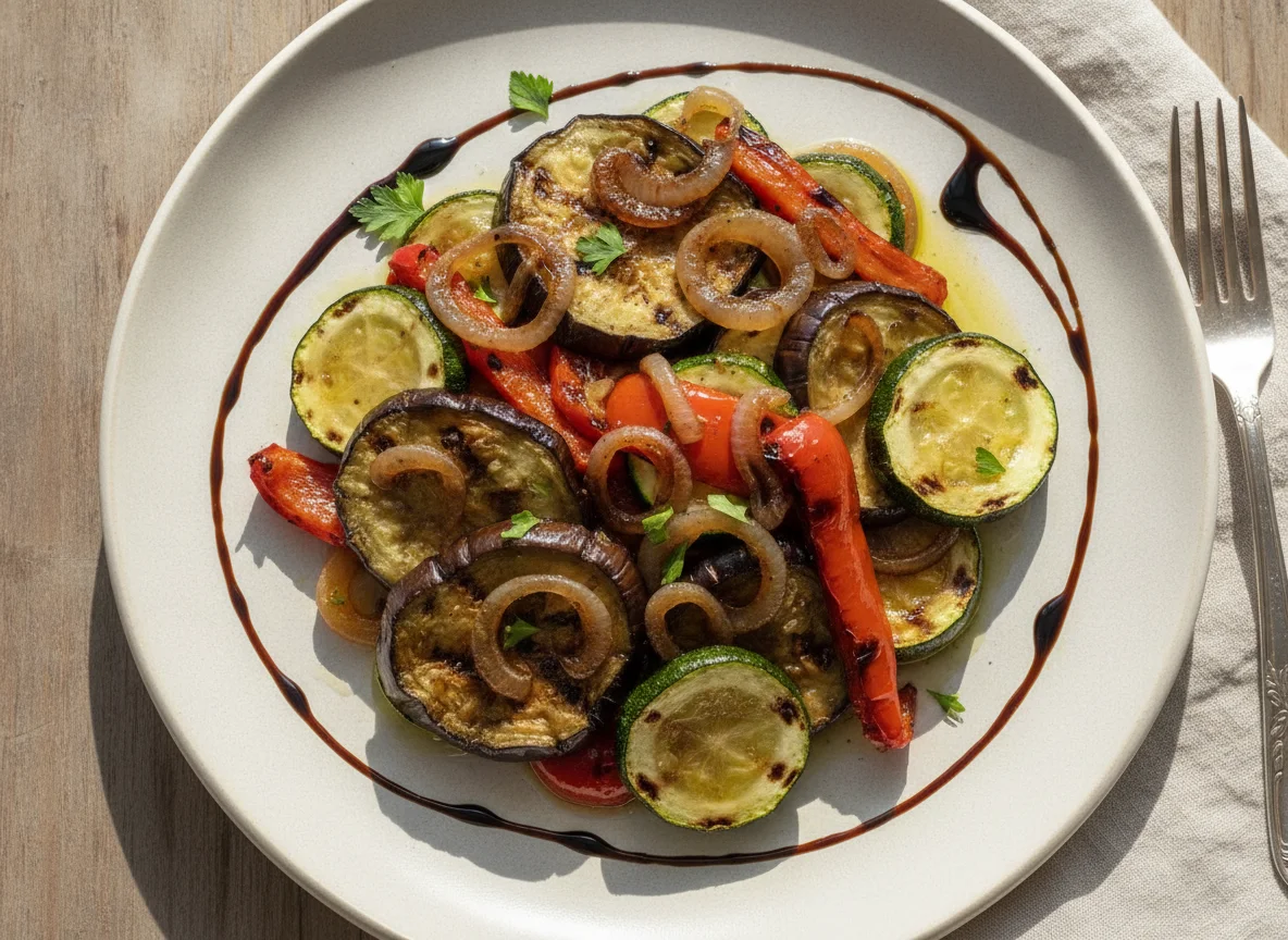 Verduras asadas con cebolla caramelizada photo