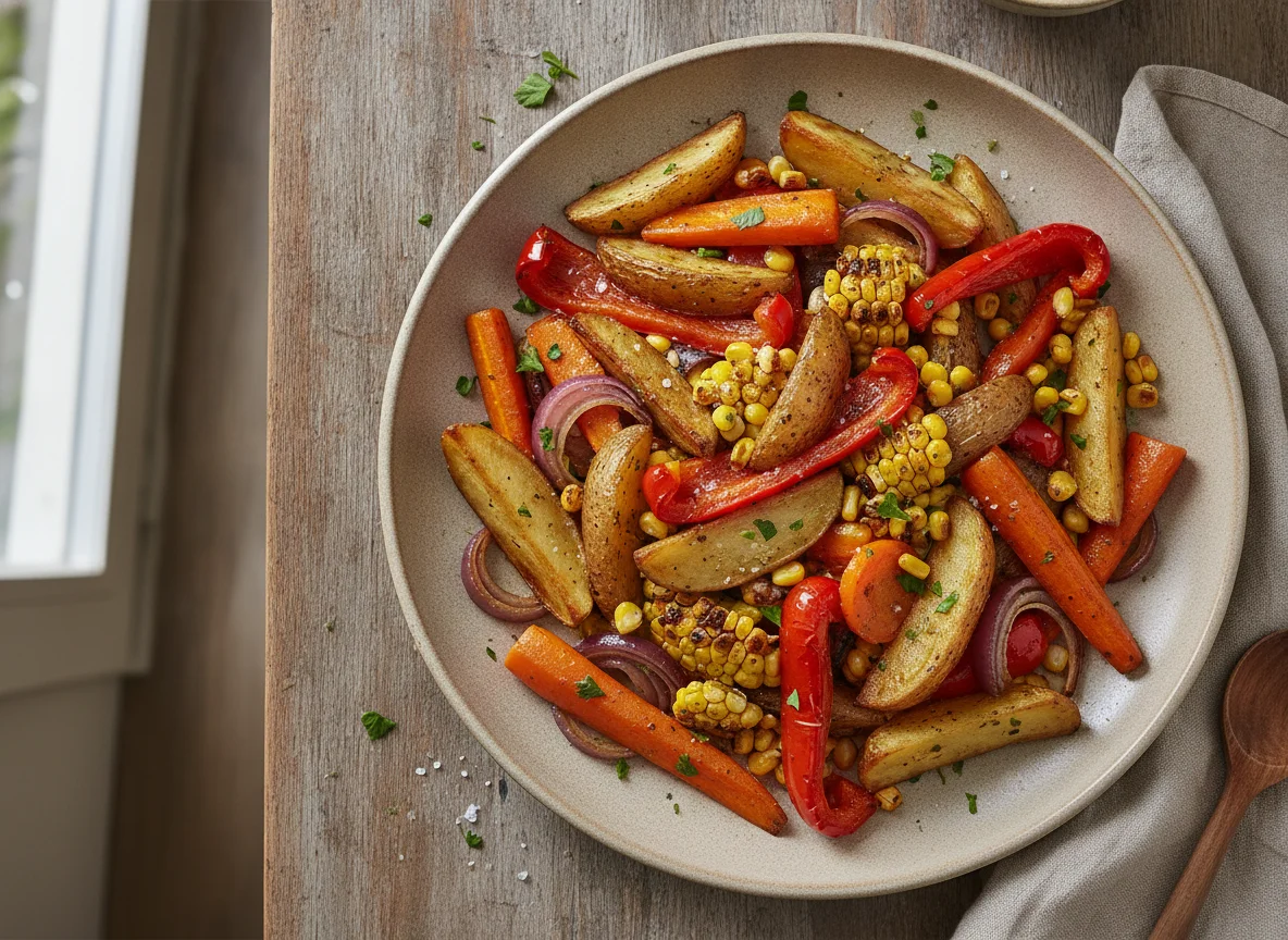 Verduras asadas con maíz photo