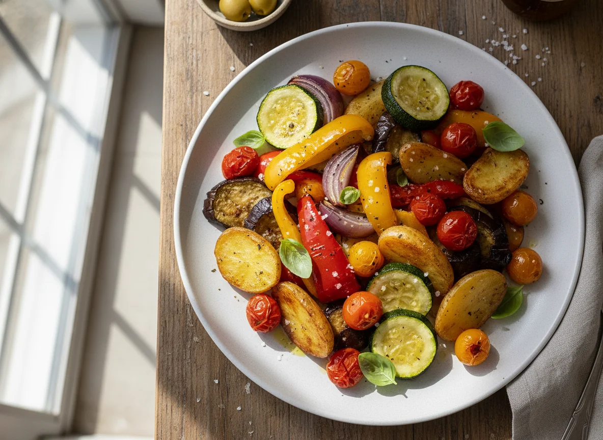 Verduras asadas con patatas photo
