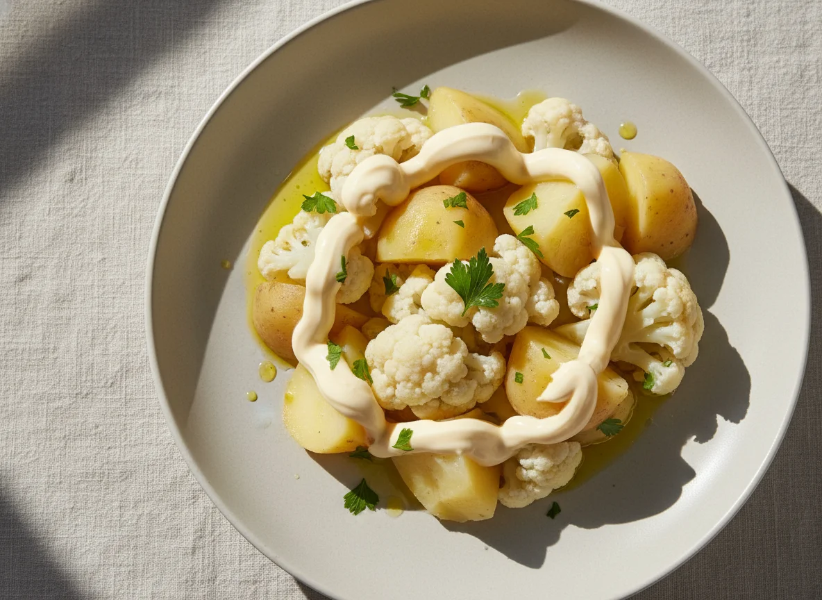 Verduras cocidas con mayonesa photo