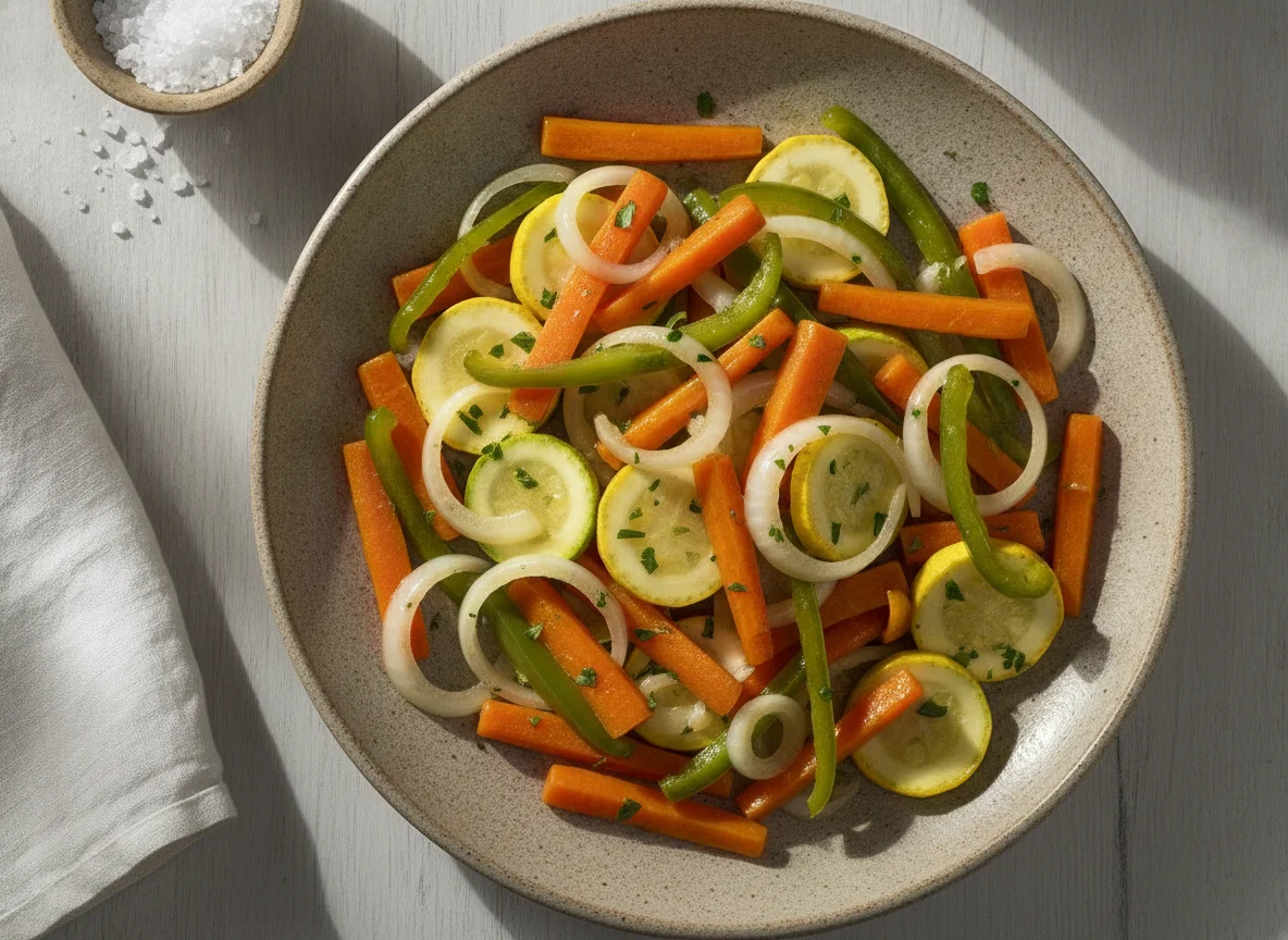 Verduras salteadas con cebolla y zanahoria photo