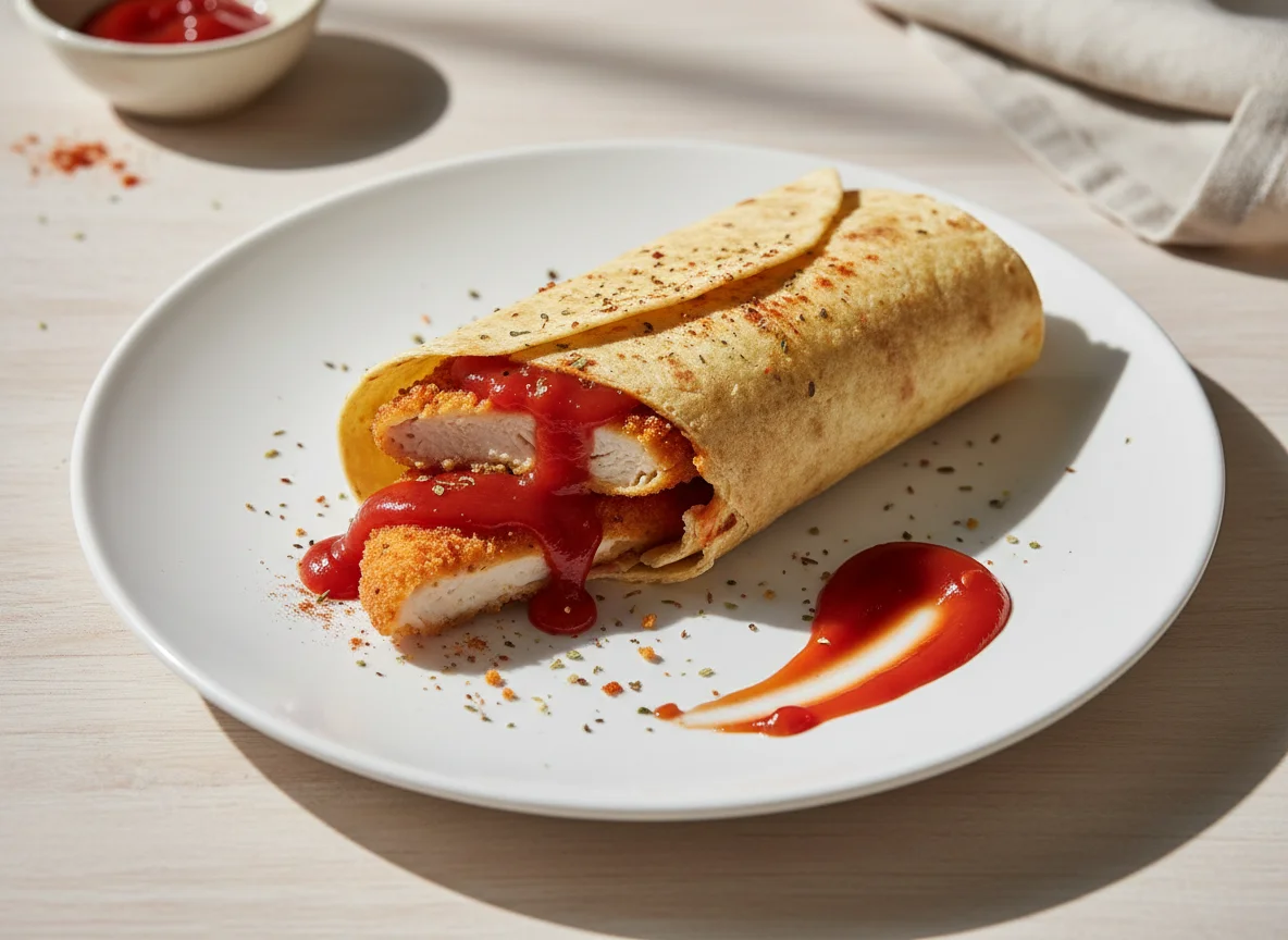 Wrap con empanizado y ketchup photo