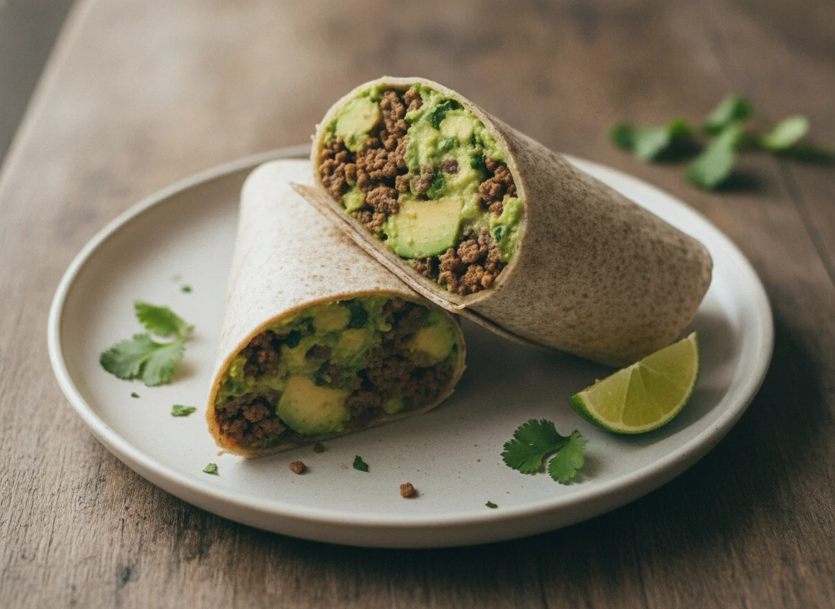 Wrap de carne molida con aguacate photo