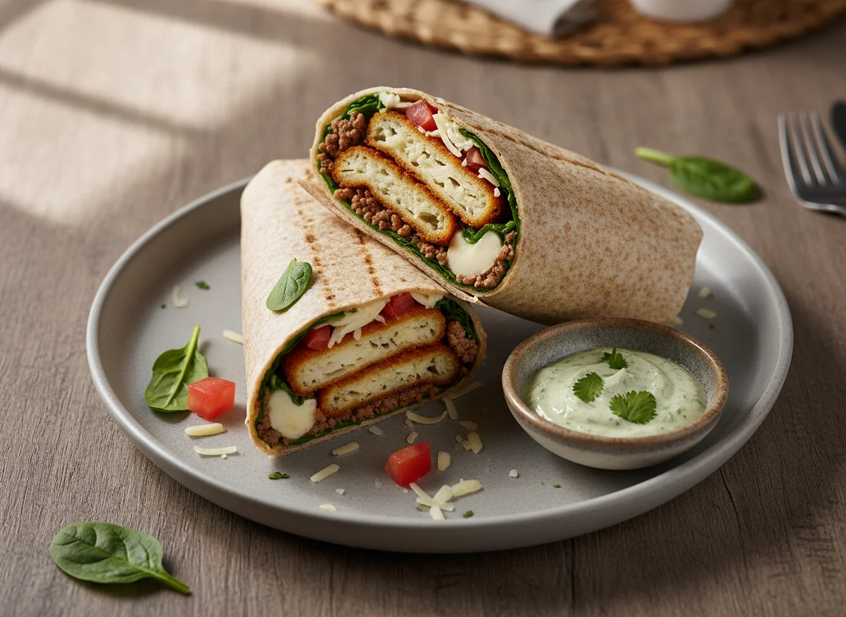 Wrap de carne y milanesas de espinaca photo