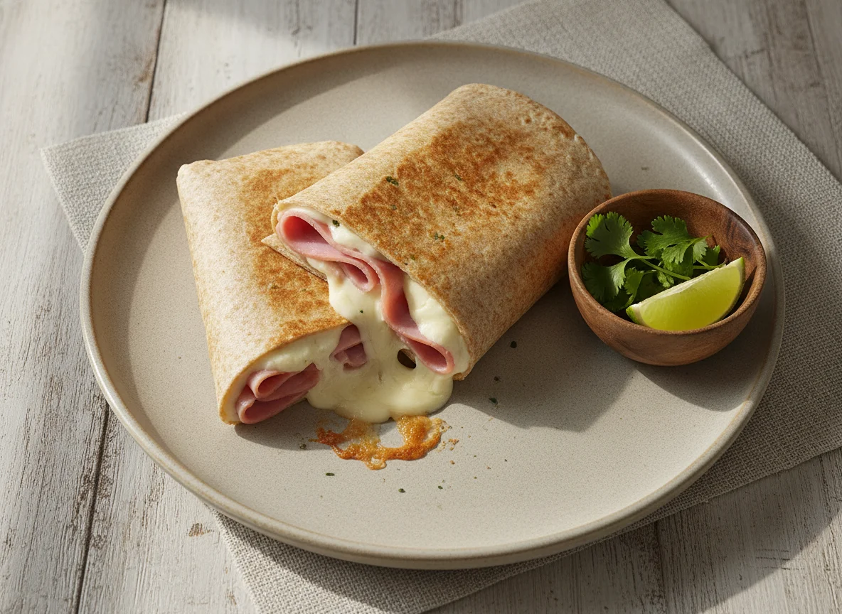 Wrap de jamón y queso fundido photo