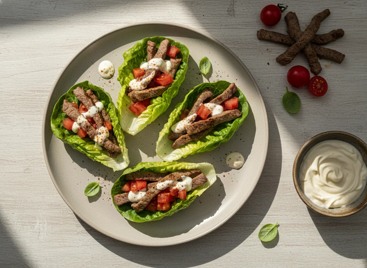 Wrap de lechuga con carne y tomate photo
