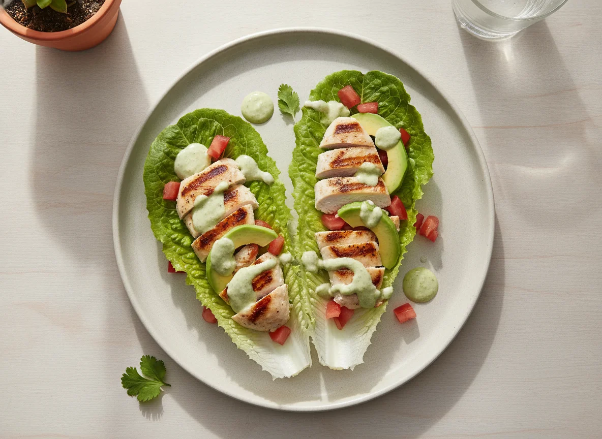 Wrap de lechuga con pollo y aguacate photo