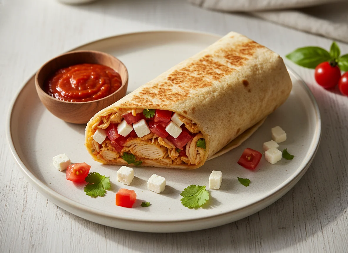 Wrap de pollo con tomate y queso photo