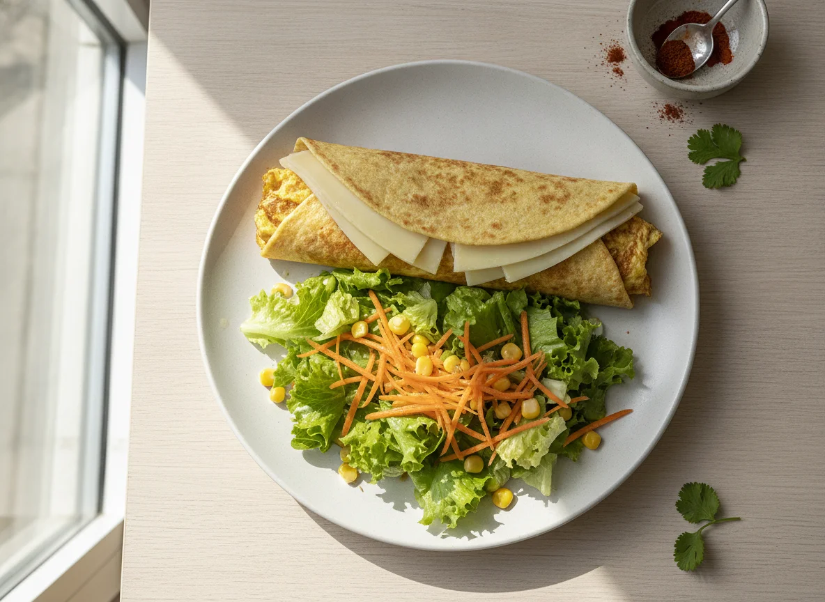 Wrap de tortilla con ensalada y queso photo