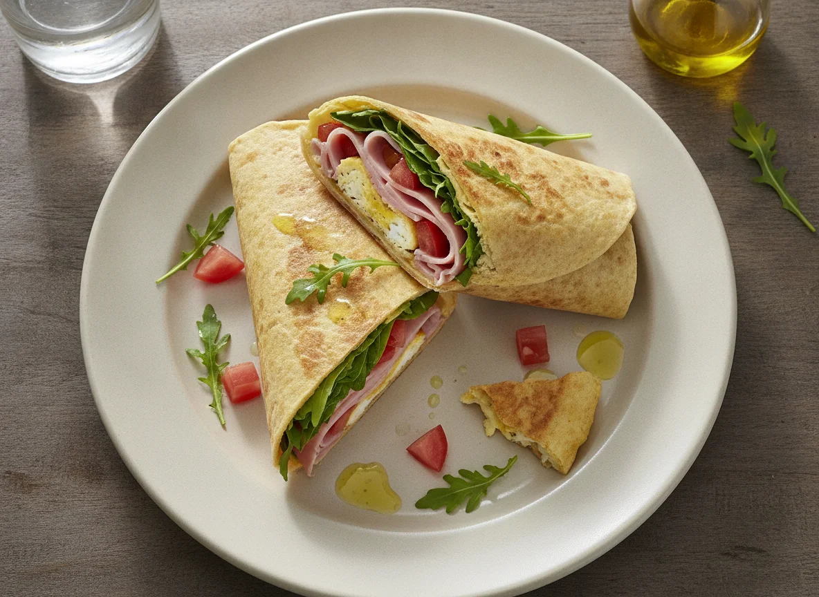 Wrap de tortilla con jamón y rúcula photo