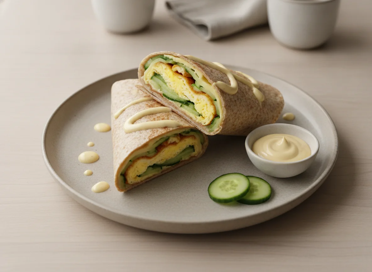 Wrap de tortilla con pepino y queso photo
