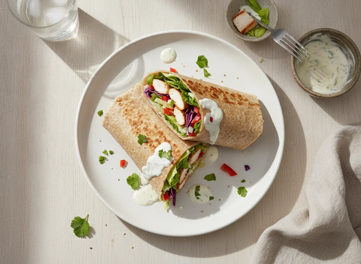 Wrap integral con pollo y verduras photo