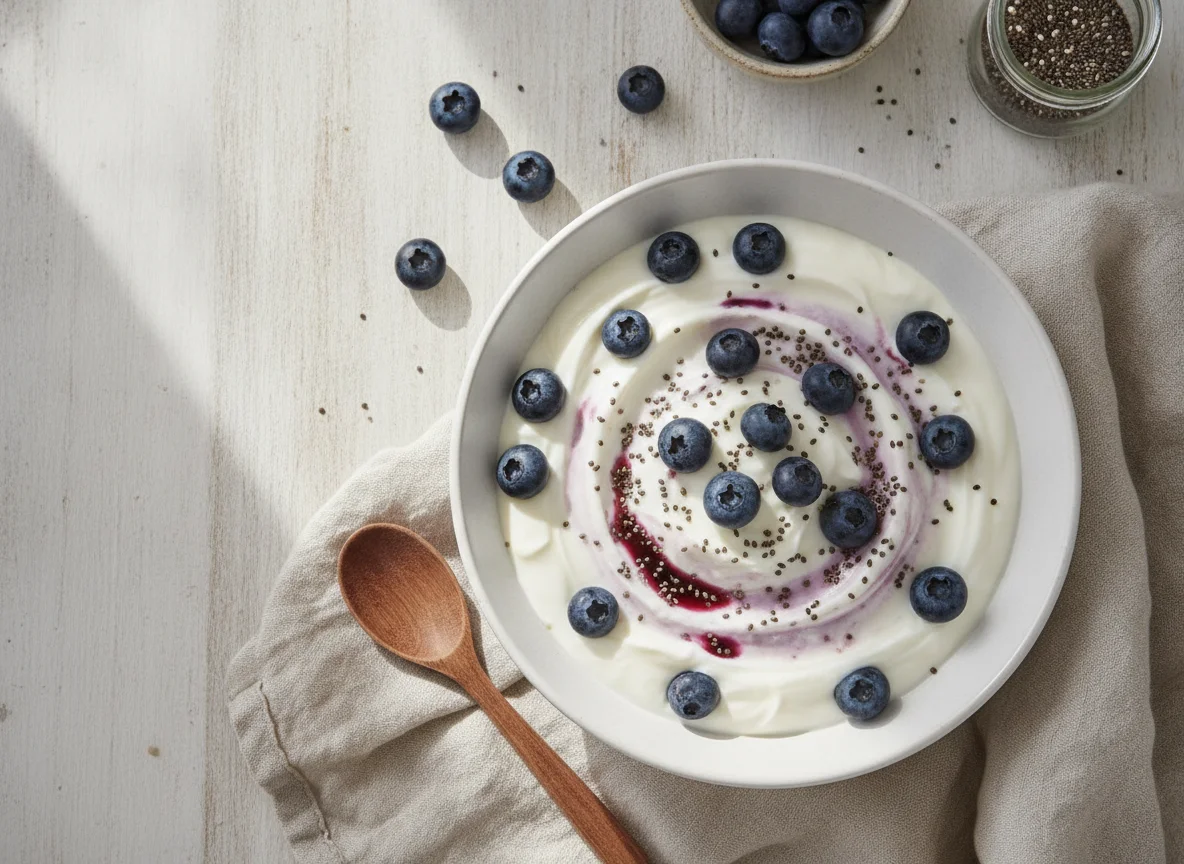 Yogur con arándanos y chía photo