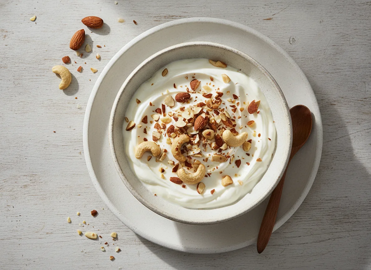 Yogur con frutos secos photo
