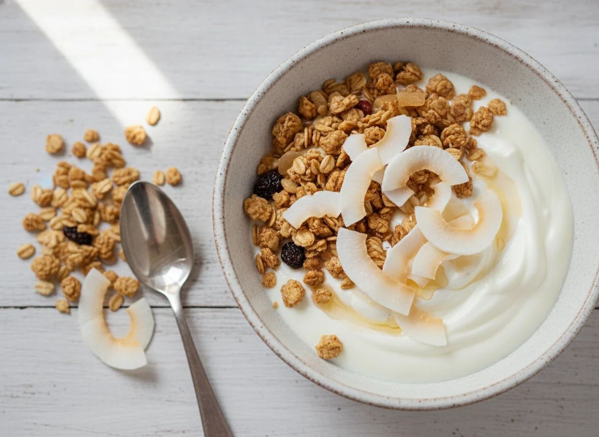 Yogur con granola y coco photo