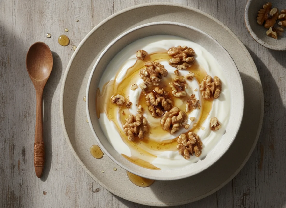 Yogur con nueces y miel photo