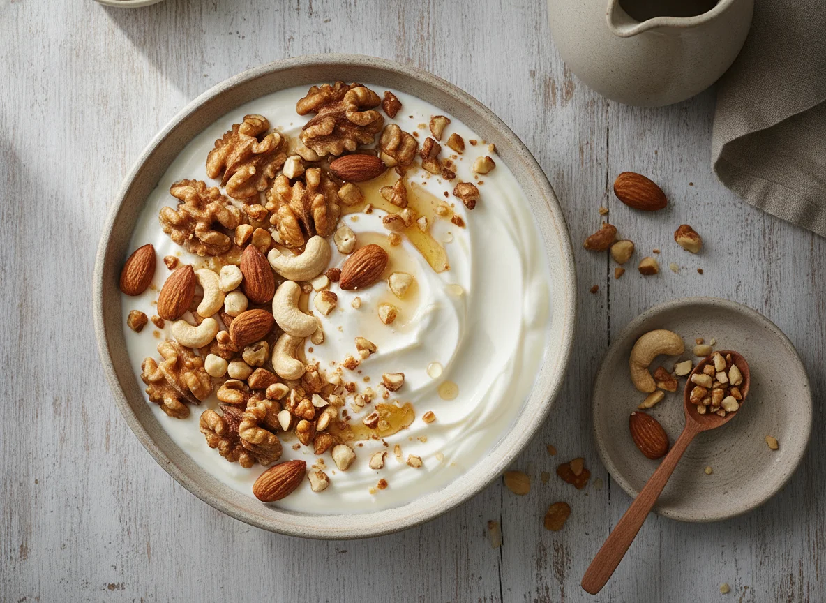 Yogur proteico con frutos secos photo