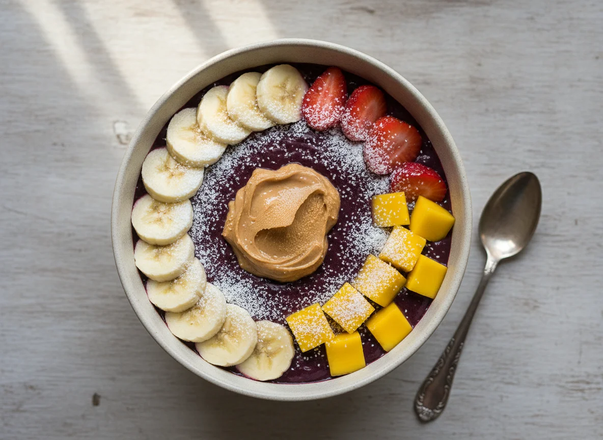 Açaí Bowl com Frutas e Pasta de Amendoim photo