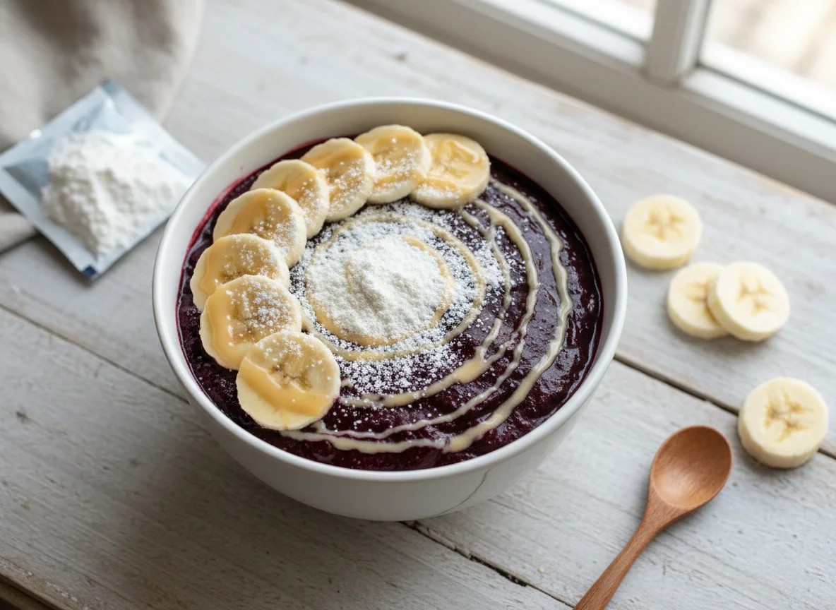Açaí com banana e leite em pó photo