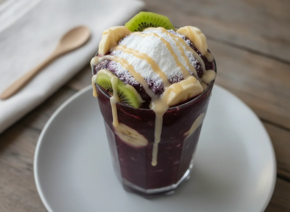 Açaí no copo com acompanhamentos photo