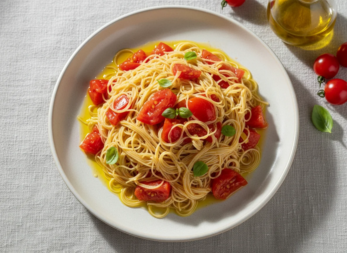 Aletria salgada com tomate photo