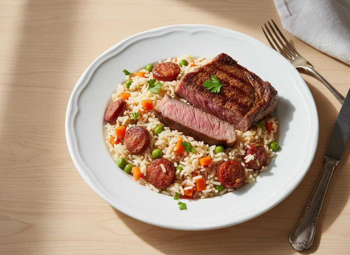 Arroz Carreteiro com Bife photo