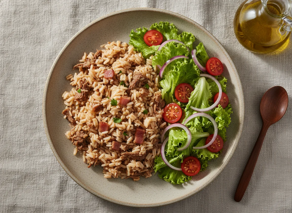 Arroz Carreteiro com Salada de Alface photo