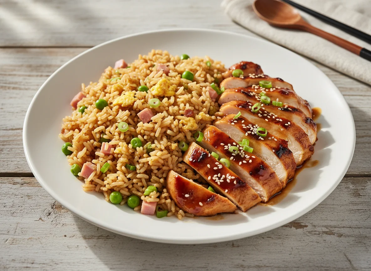 Arroz Chinês com Frango ao Molho Teriyaki photo