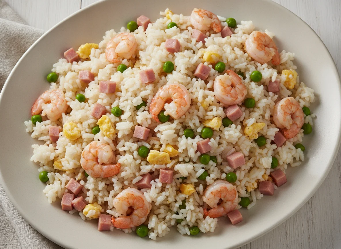 Arroz Chop Suey com Camarão e Presunto photo
