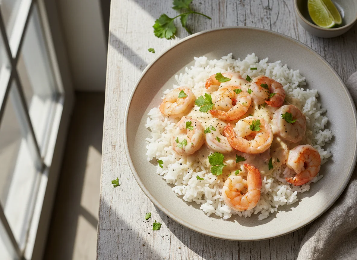 Arroz com Camarão e Molho Branco photo