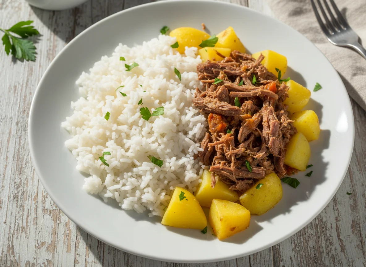 Arroz com carne e batata photo