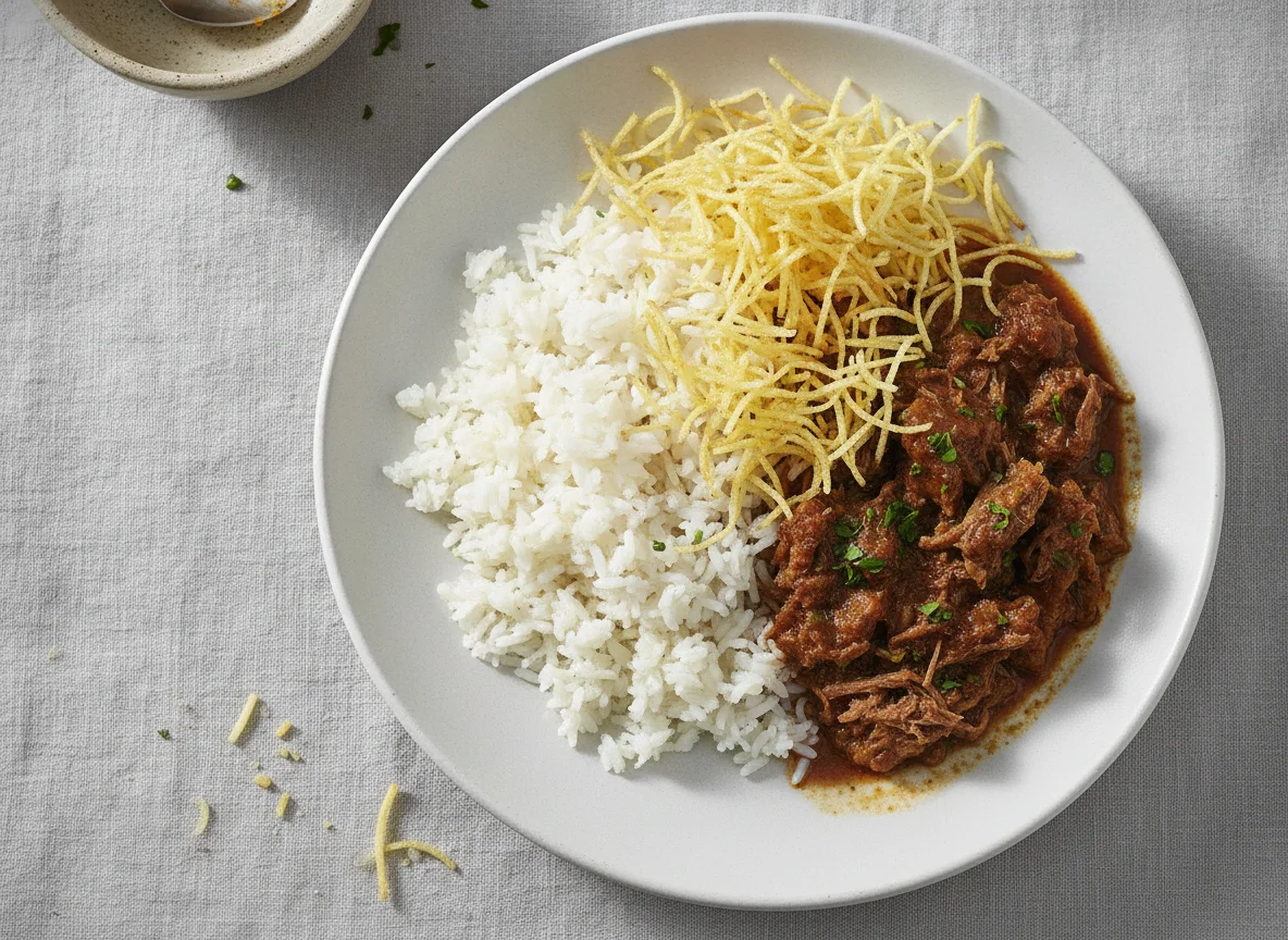 Arroz com Carne e Batata Palha photo