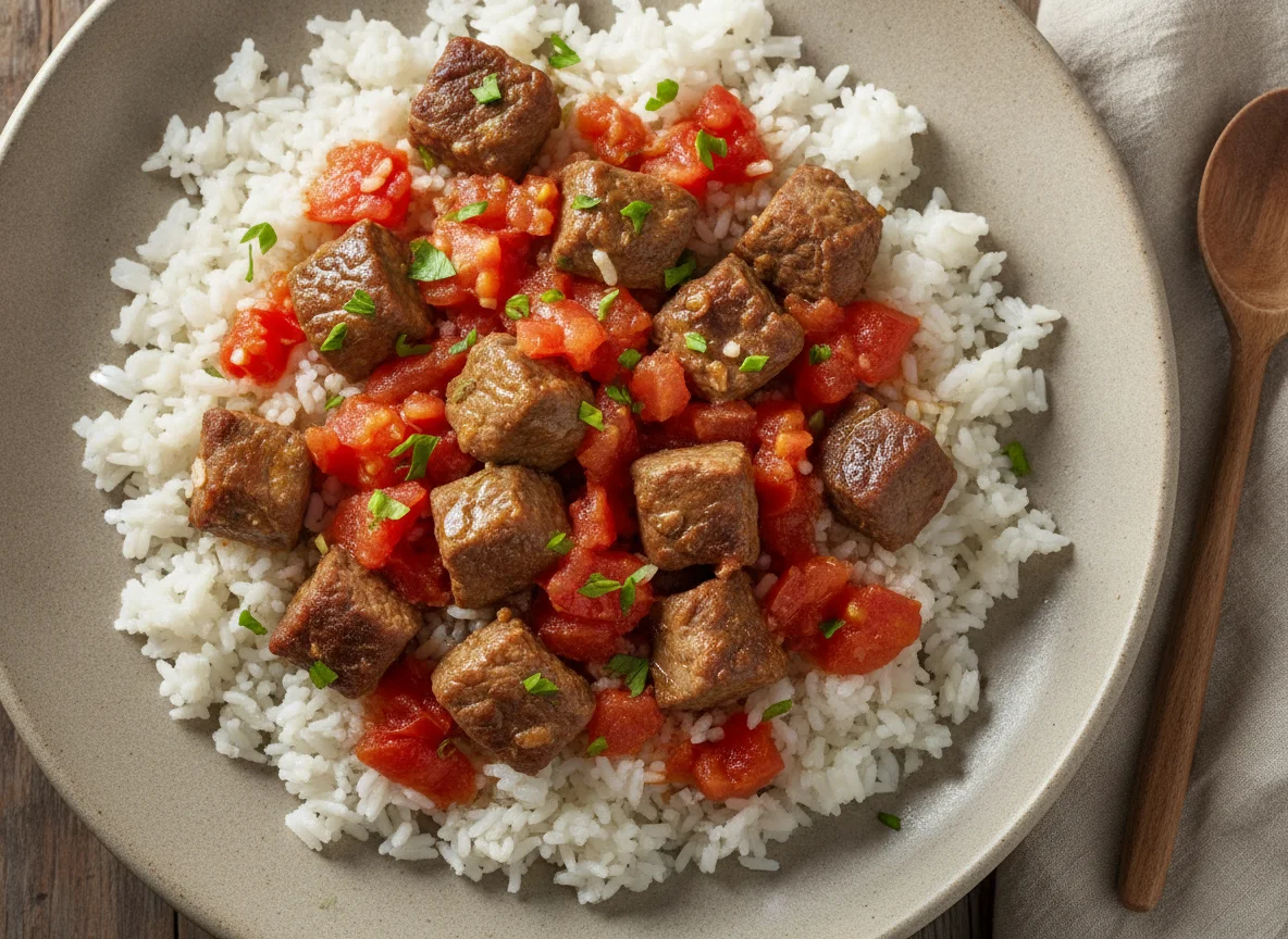Arroz com Carne e Tomate photo