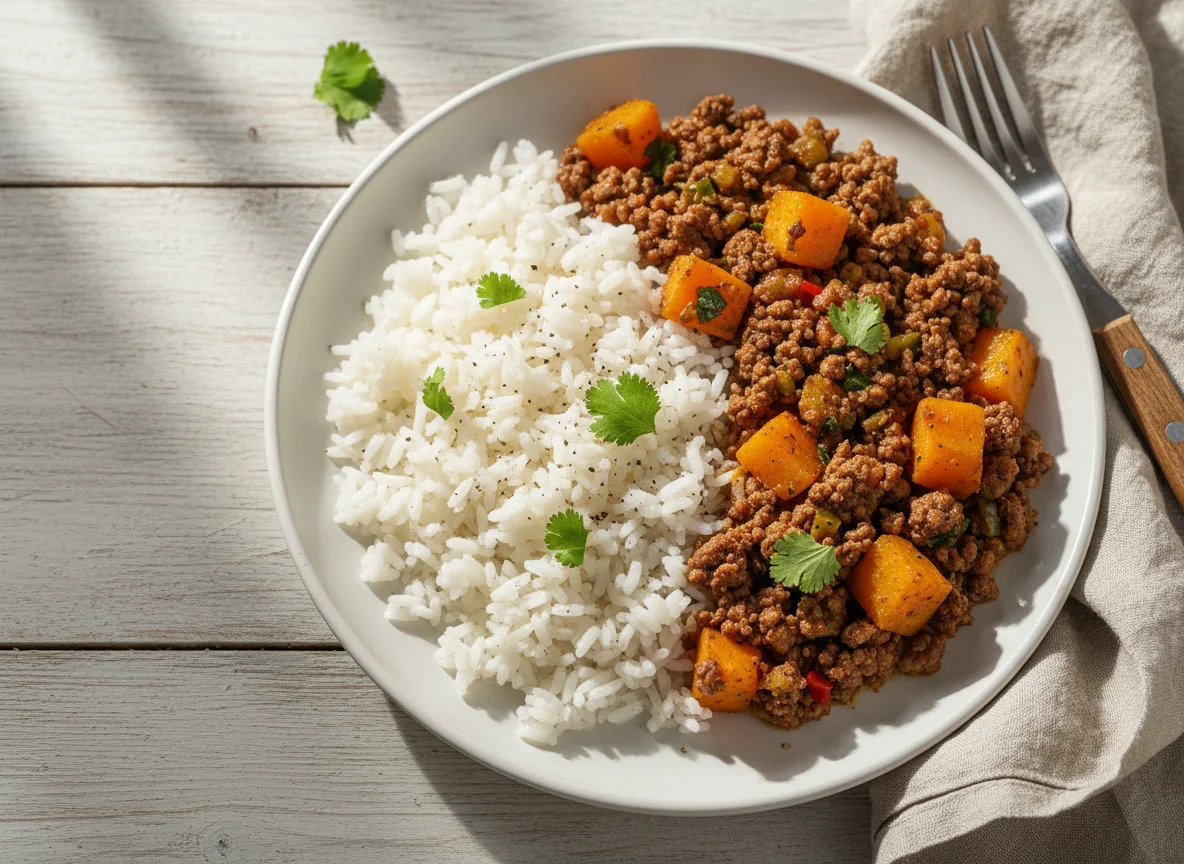 Arroz com Carne Moída e Abóbora photo