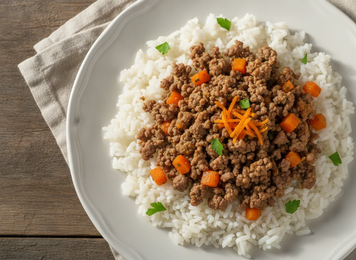 Arroz com Carne Moída e Cenoura photo