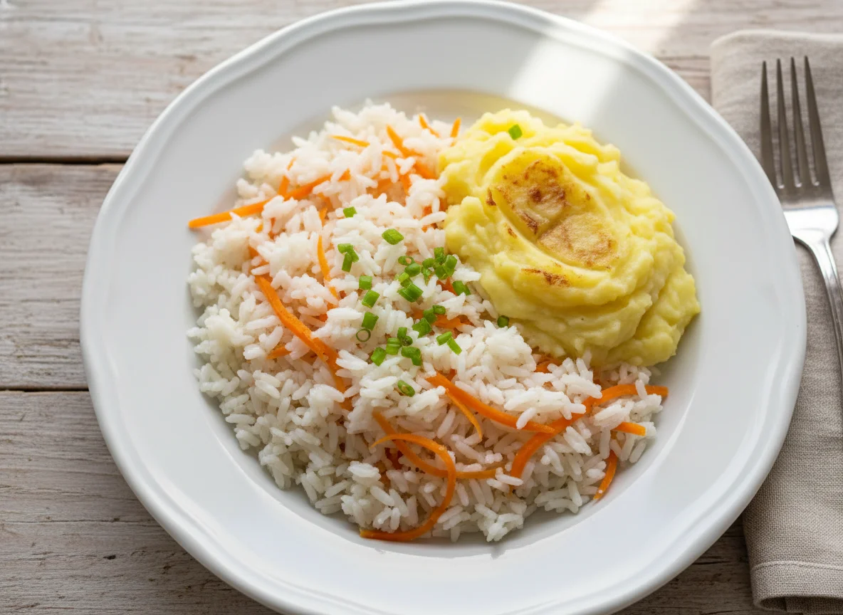 Arroz com cenoura e batata photo