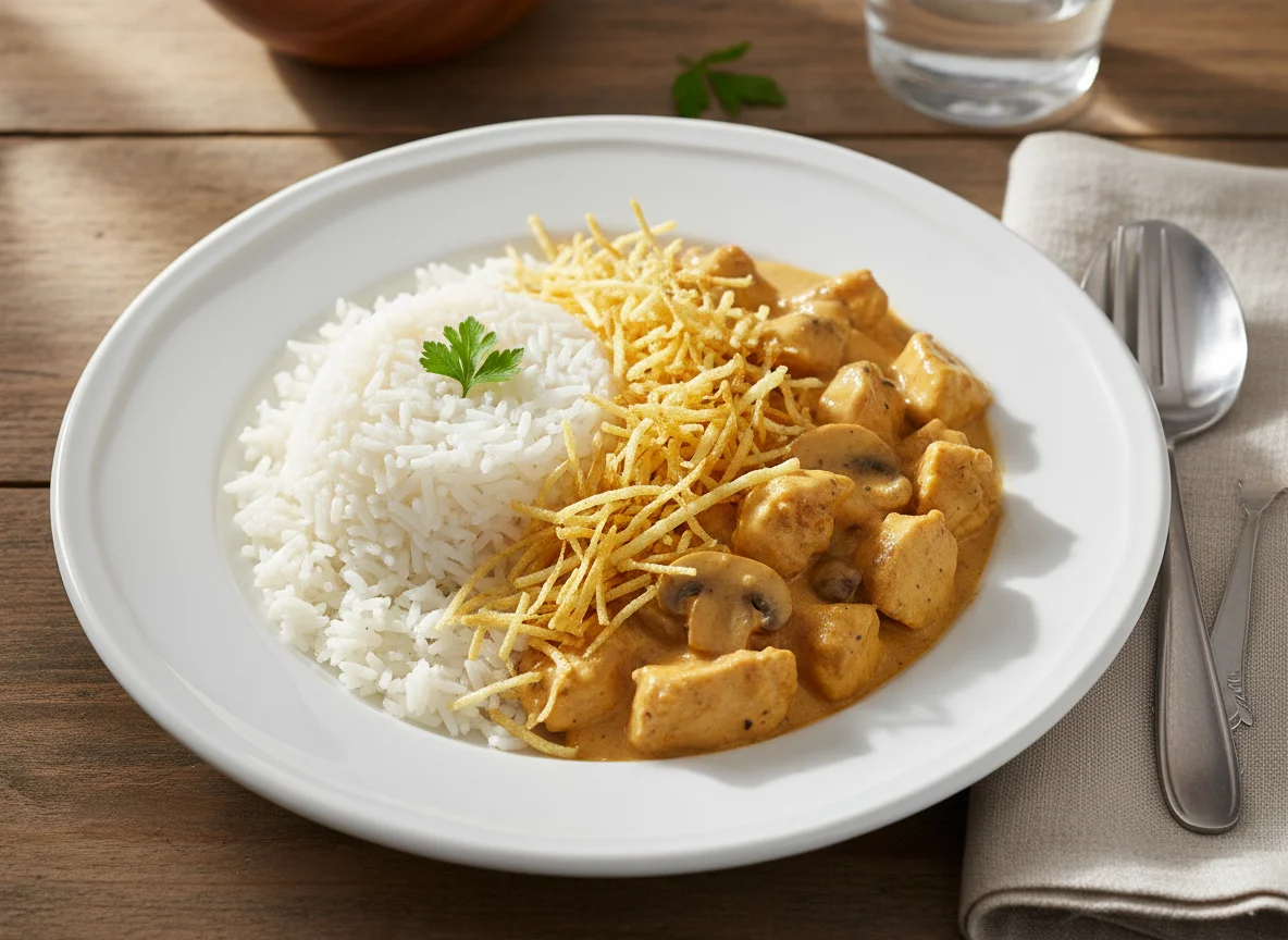 Arroz com Estrogonofe de Frango photo