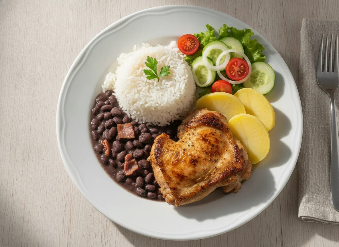 Arroz com Feijão e Frango Grelhado photo