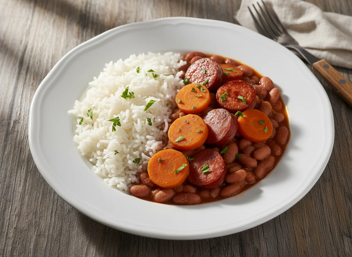 Arroz com Feijão e Linguiça photo