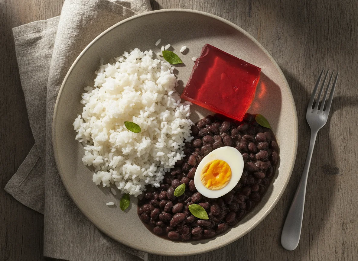 Arroz com feijão e ovo photo